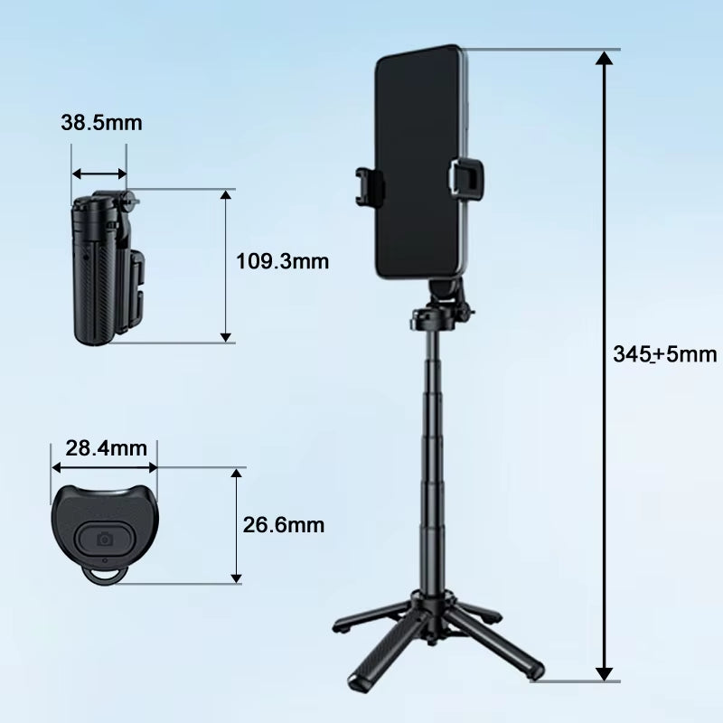 New Upgrade Pocket Selfie Stick Four-Corner Stand with Rechargeable Bluetooth Remote Foldable Phone Holder for Iphone Android