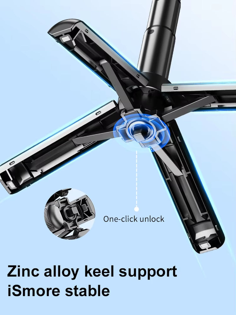 New Upgrade Pocket Selfie Stick Four-Corner Stand with Rechargeable Bluetooth Remote Foldable Phone Holder for Iphone Android