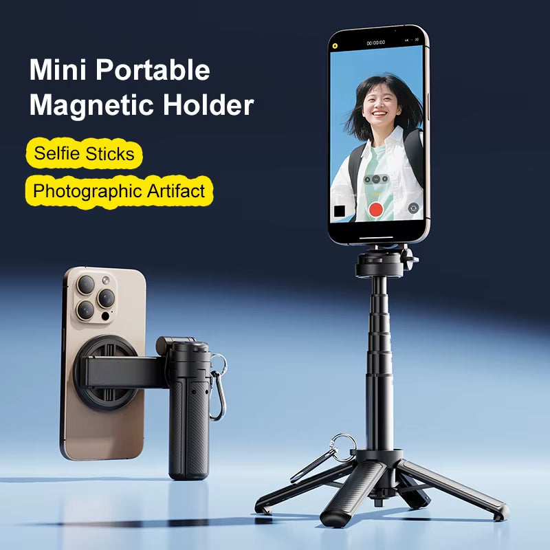 New Upgrade Pocket Selfie Stick Four-Corner Stand with Rechargeable Bluetooth Remote Foldable Phone Holder for Iphone Android